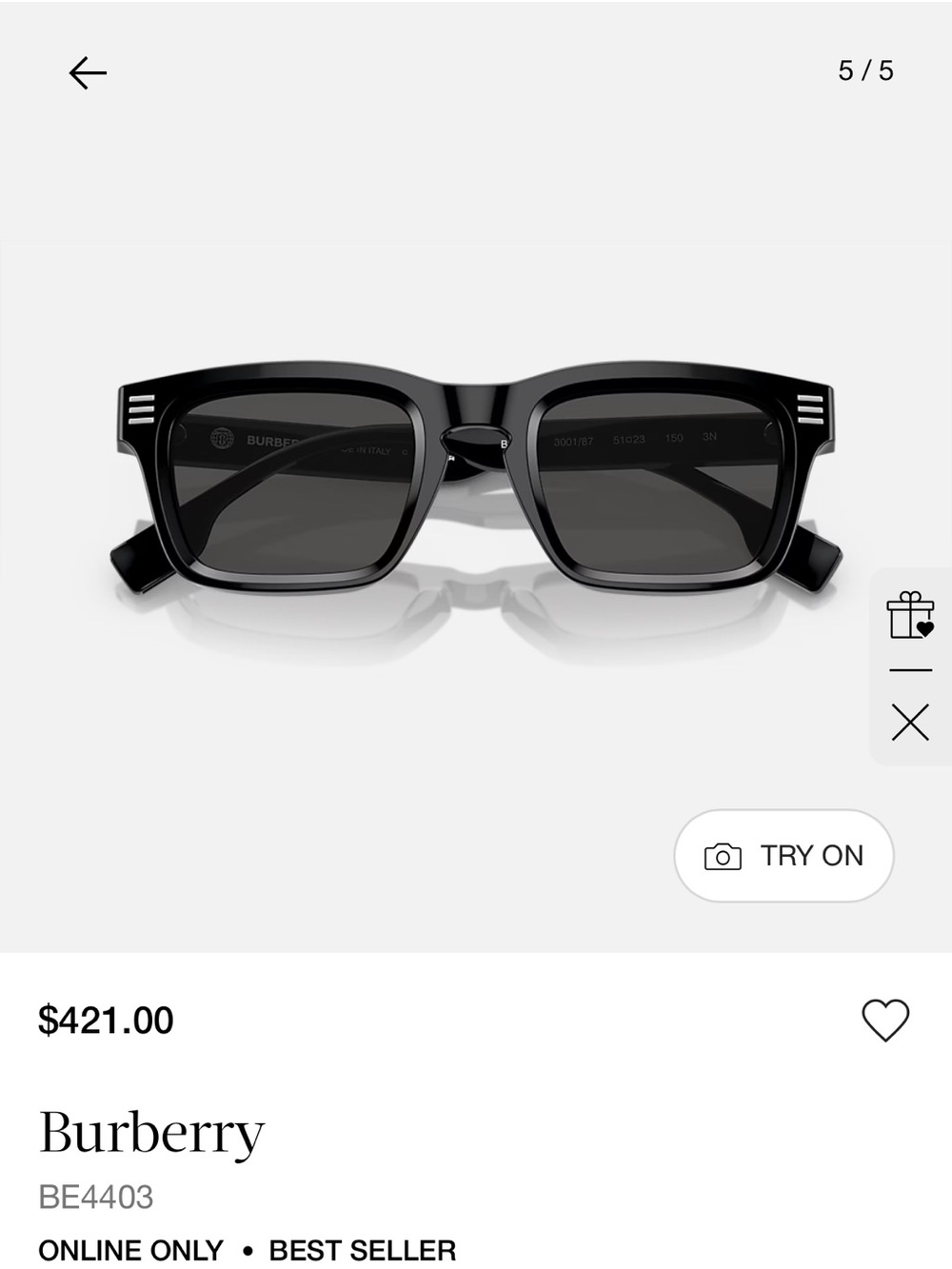 Burberry Black Sunglasses